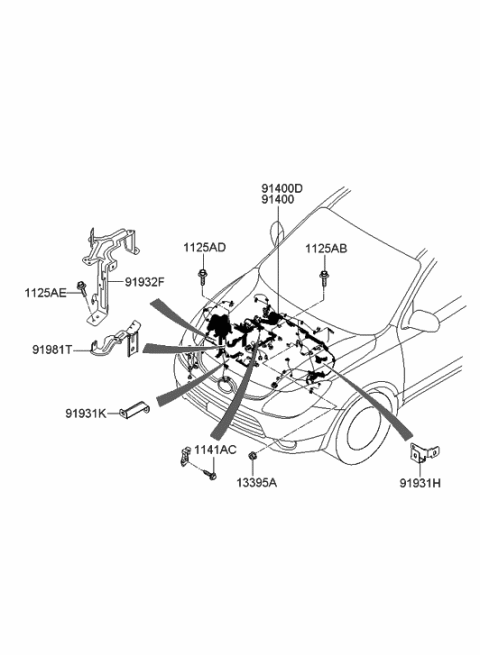 2012 Hyundai Veracruz Wiring Assembly-Engine Control Module Diagram for 91407-3J065