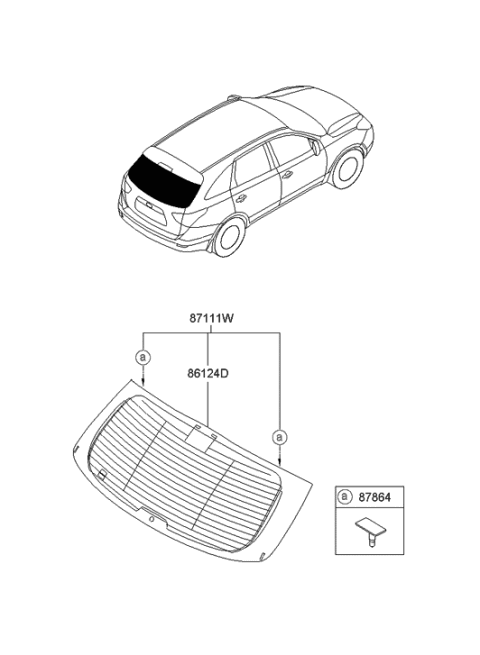 2011 Hyundai Veracruz Rear Window Glass & Moulding Diagram