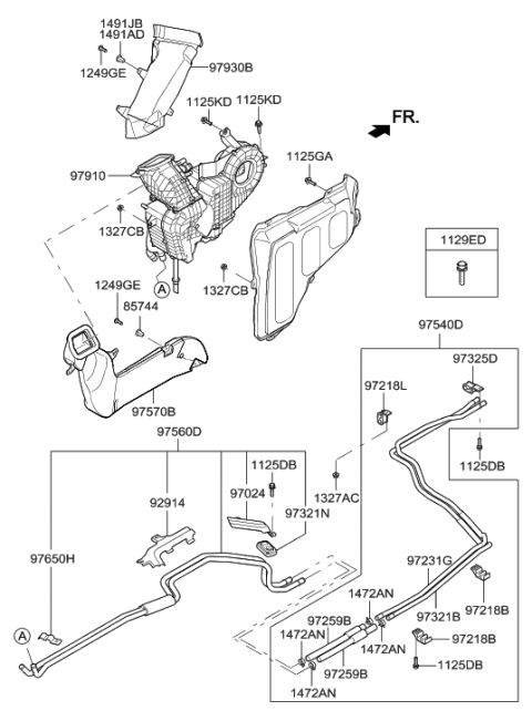 2019 Hyundai Sonata Hybrid Air Conditioner Unit-Rear Diagram for 97900-3J200