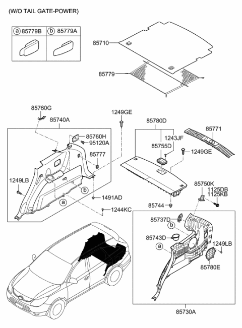 2012 Hyundai Veracruz Luggage Compartment Diagram 1