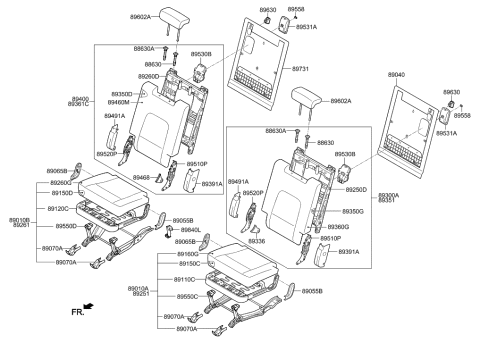 1997 Hyundai Tiburon Cushion Assembly-3RD,LH Diagram for 89100-3J500-R7D