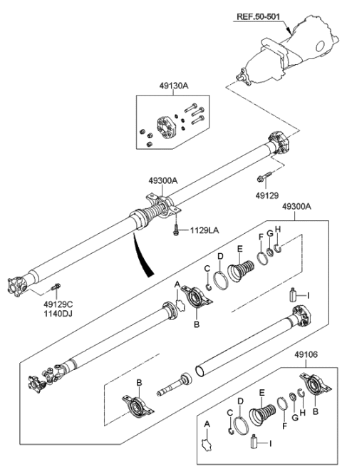 2012 Hyundai Veracruz Repair Kit-Center Bearing Diagram for 49575-3J000