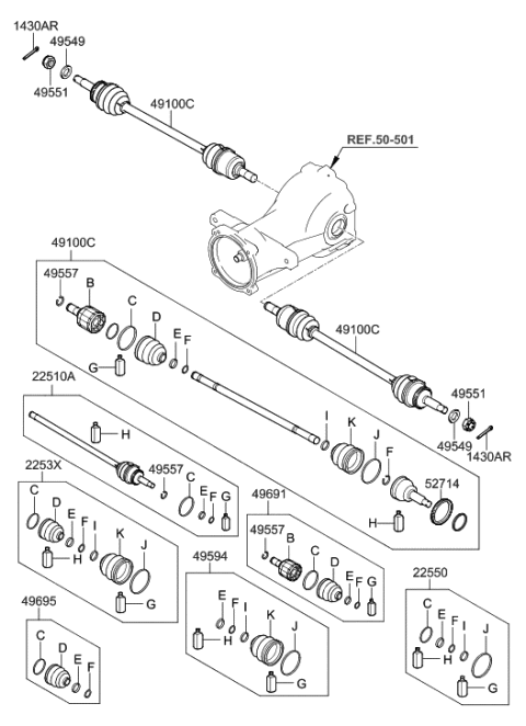 2006 Hyundai Veracruz Band & Clip Set Diagram for 49596-3J600