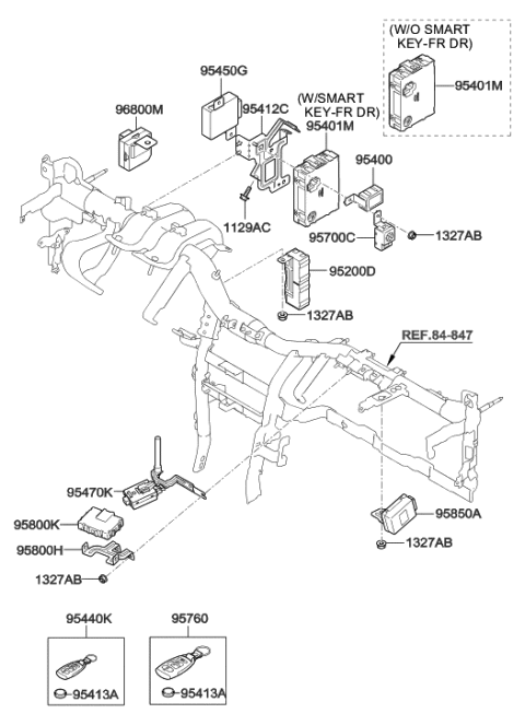 2019 Hyundai Sonata Hybrid Smart Key Fob Diagram for 95440-3J600