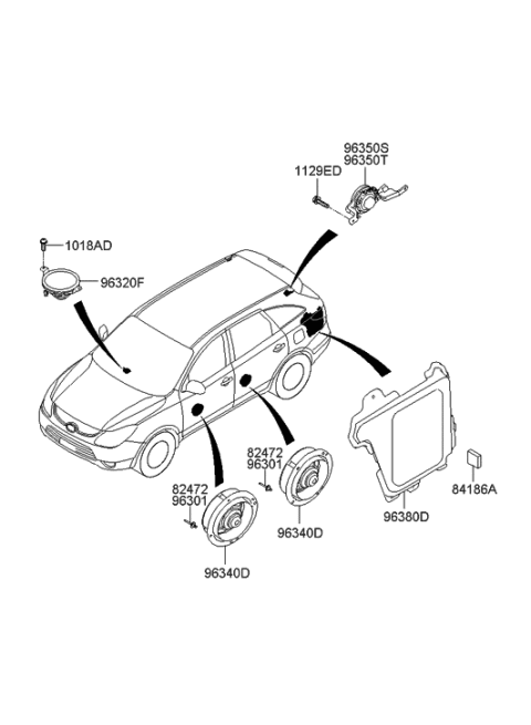 1998 Hyundai Tiburon Door Speaker And Protector Assembly, Left Diagram for 96330-3J000