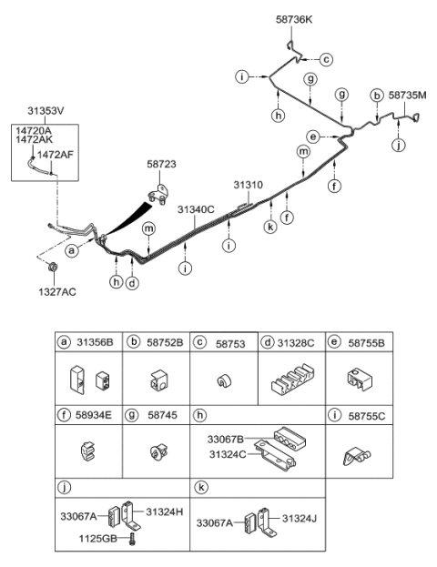 2021 Hyundai Elantra Clamp-Fuel Tube Diagram for 31324-2B200