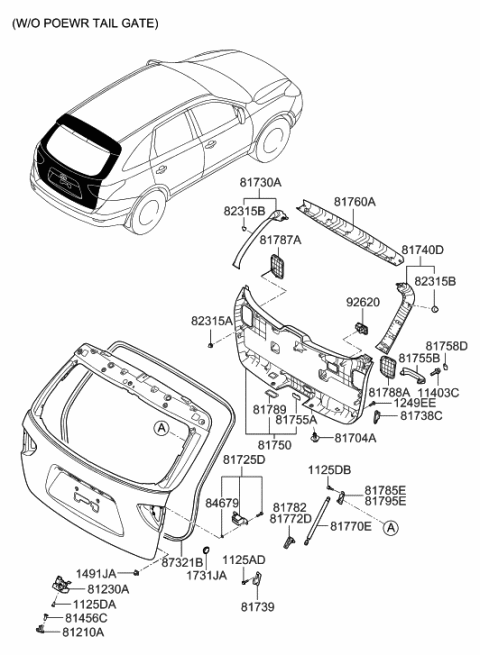 2021 Hyundai Elantra Weatherstrip-Tail Gate Opening Diagram for 87321-3J000