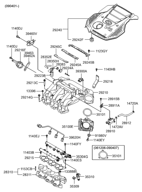 2019 Hyundai Sonata Hybrid Manifold-Intake Diagram for 28311-3C300