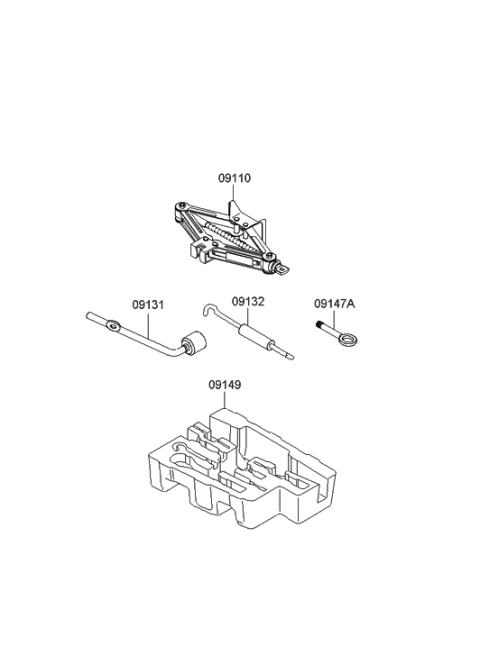 2021 Hyundai Elantra Jack Assembly Diagram for 09110-2B000