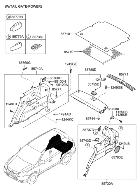 2012 Hyundai Veracruz Cover Assembly-Luggage Side,LH Diagram for 85737-3J000-6T