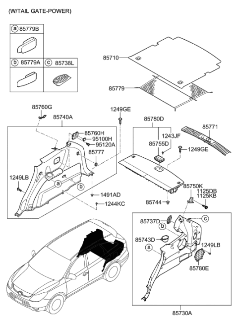 2012 Hyundai Veracruz Cover Assembly-Luggage Side,LH Diagram for 85737-3J000-WK