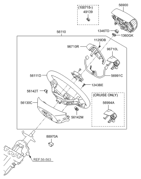 2012 Hyundai Veracruz Steering Remote Control Switch Assembly, Right Diagram for 96700-3J201-RA5
