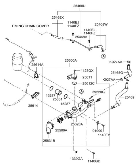 2006 Hyundai Veracruz Hose Assembly-Water Ventilator Diagram for 25468-3C220