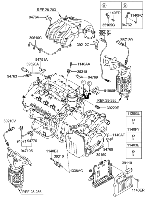 2009 Hyundai Veracruz Computer Engine Control Module Diagram for 39106-3C468