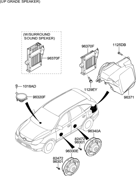 1997 Hyundai Tiburon Door Speaker And Protector Assembly, Front Diagram for 96330-3J300