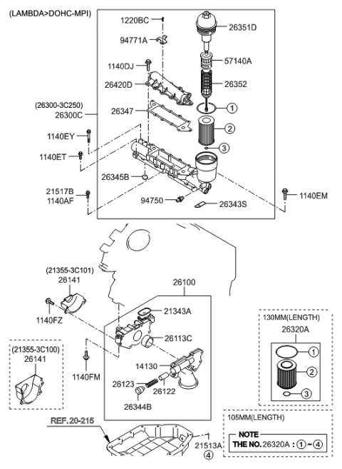 2006 Hyundai Veracruz Front Case & Oil Filter Diagram 2