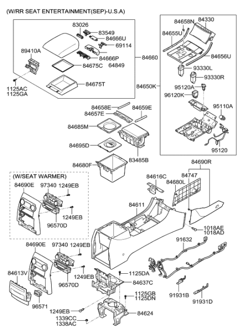 2000 Hyundai Tiburon Clip-Trim Mounting Diagram for 84747-1C000