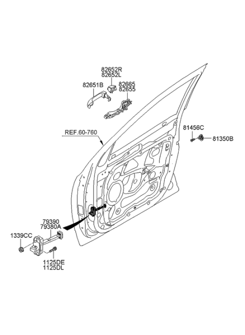 2012 Hyundai Veracruz Cover-Front Door Outside Handle LH Diagram for 82652-3J000