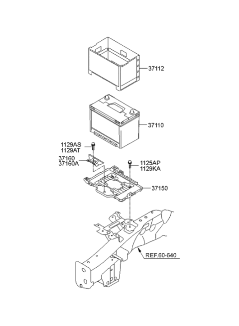 1999 Hyundai Tiburon Tray Assembly-Battery Diagram for 37150-3J000