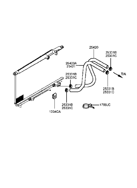 2001 Hyundai Sonata Hose Assembly-Automatic Transaxle Oil Cooling(Feed Diagram for 25420-38420