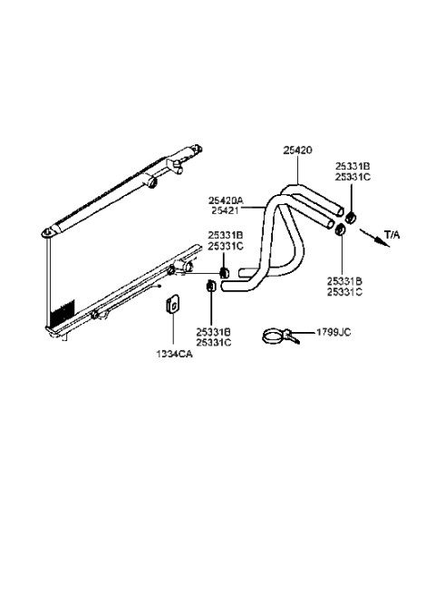 1993 Hyundai Excel Hose Assembly-Automatic Transaxle Oil Cooling(Feed Diagram for 25420-38420