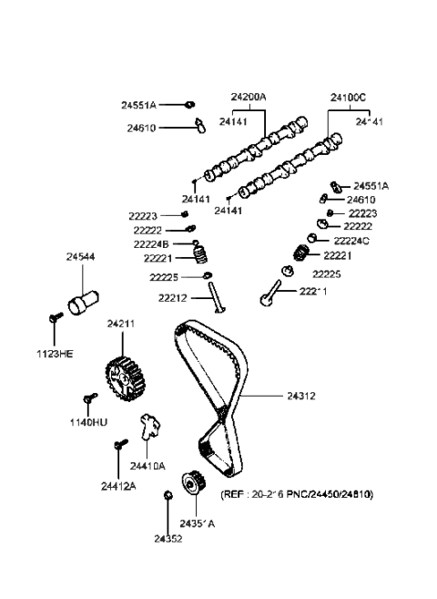 1990 Hyundai Excel Seal-Valve Stem Diagram for 22224-22000