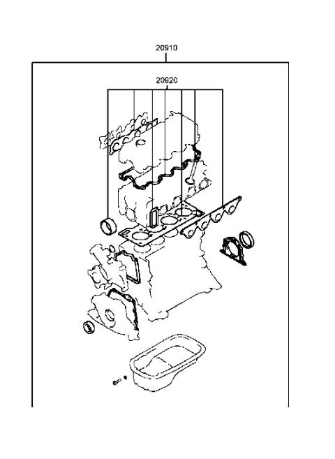 1999 Hyundai Sonata Gasket Kit-Engine Overhaul Upper Diagram for 20920-37A00