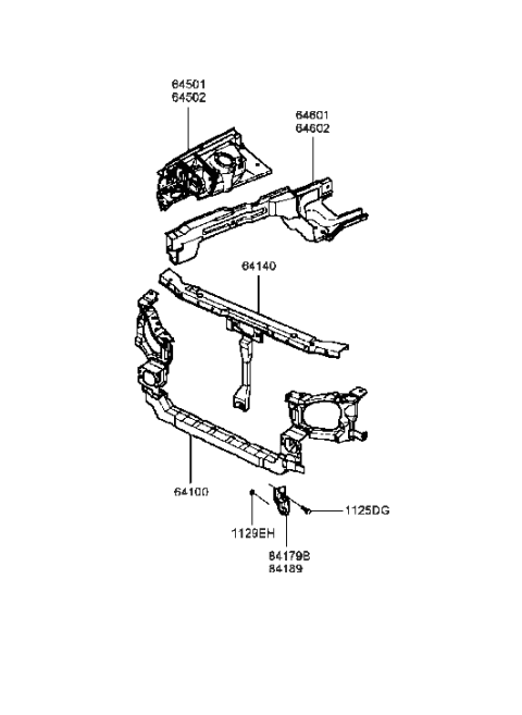1993 Hyundai Excel Panel Complete-Radiator Support Diagram for 64100-38110