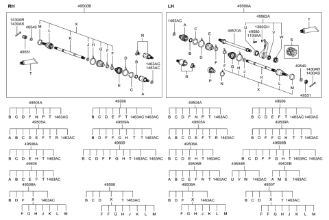 1998 Hyundai Sonata Joint Kit-FR Axle Di Diagram for 49507-38650