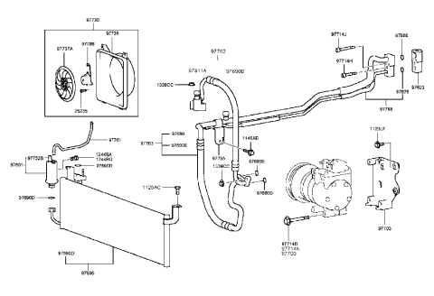 1993 Hyundai Excel Clip-Aircon Cooler Line Diagram for 97785-38020