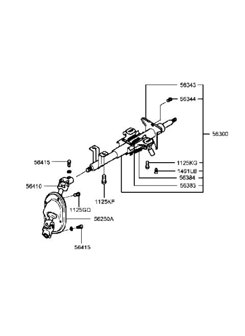 1990 Hyundai Excel Column & Shaft Assembly-Steering Diagram for 56310-38000