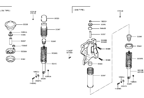 1991 Hyundai Excel Bushing-Upper "B",Rear Diagram for 55343-38600