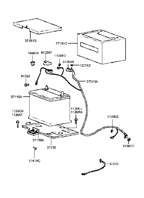 1991 Hyundai Excel Bolt-Ground Diagram for 91792-38000