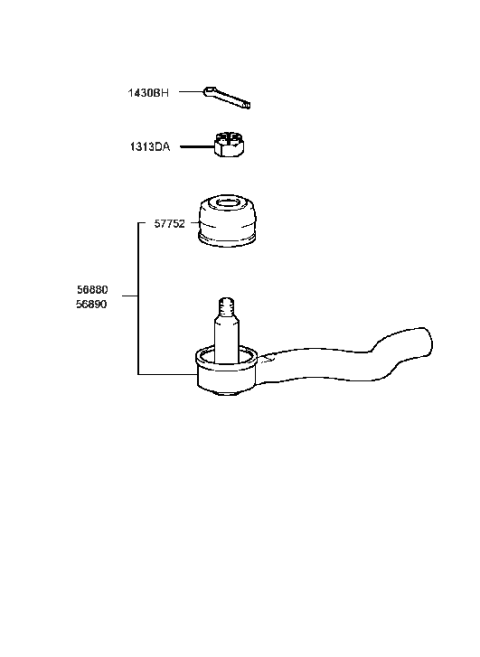 1990 Hyundai Excel End Assembly-Tie Rod,RH Diagram for 57780-38010