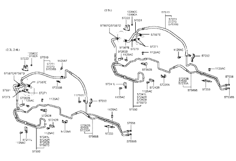 1990 Hyundai Excel Clip-Tube Mounting"R" Diagram for 57242-38010