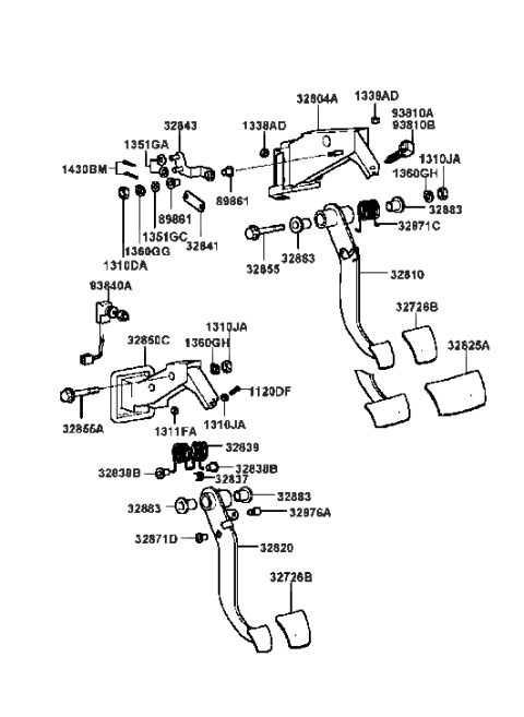 1998 Hyundai Sonata Member Assembly-Brake Pedal Diagram for 32830-38200