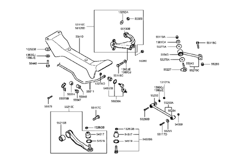 2000 Hyundai Sonata Bracket-Rear Stabilizer Diagram for 55575-38000