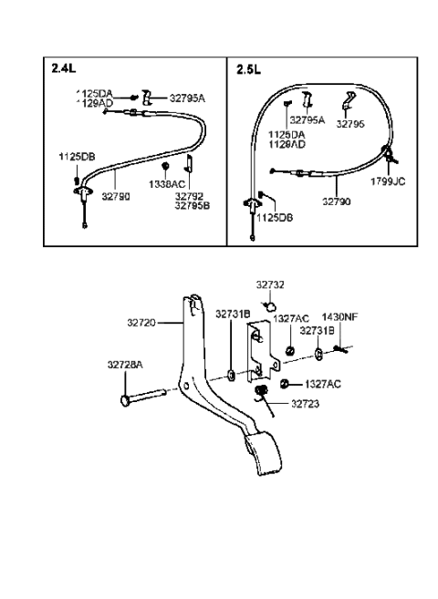 1993 Hyundai Excel Cable Assembly-Accelerator Diagram for 32790-38200