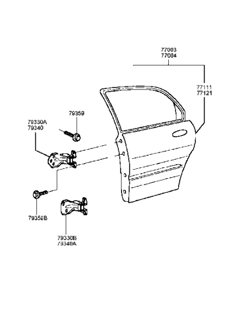 1998 Hyundai Sonata New Body Style Panel-Rear Door Diagram