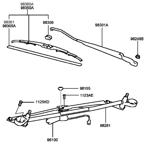 2001 Hyundai Sonata Old Body Style Windshield Wiper Diagram