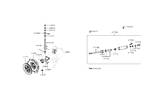 2001 Hyundai Sonata Old Body Style Clutch & Release Fork Diagram