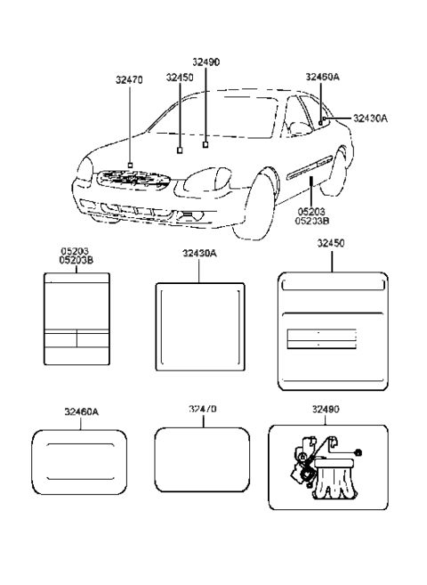 1999 Hyundai Sonata Label-Emission Control Diagram for 32450-37151