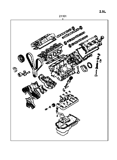 1988 Hyundai Excel Engine Assembly-Sub Diagram for 21101-38D00