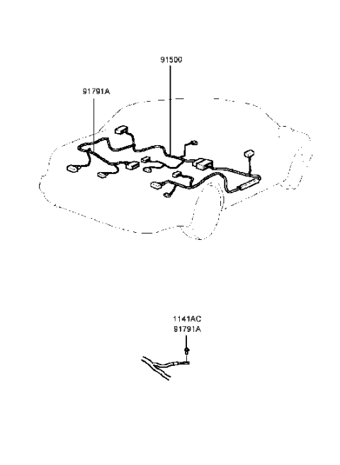 2001 Hyundai Sonata Wiring Assembly-Floor Diagram for 91500-38341