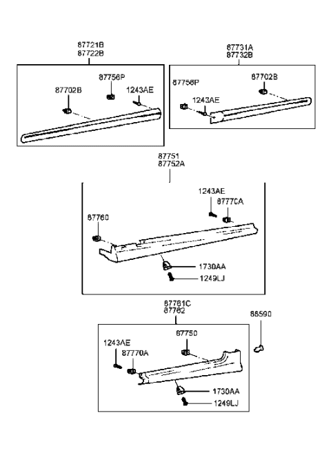 2001 Hyundai Sonata Old Body Style Body Side Moulding Diagram