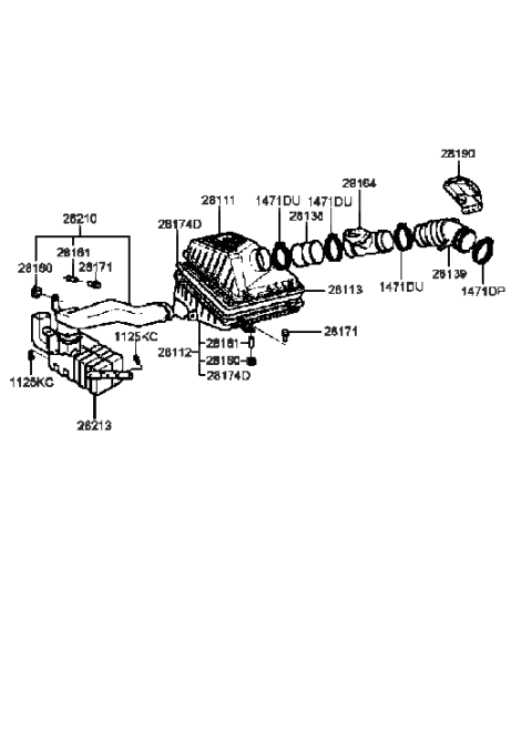 1988 Hyundai Excel Sensor Assembly-Air Flow Diagram for 28164-37100
