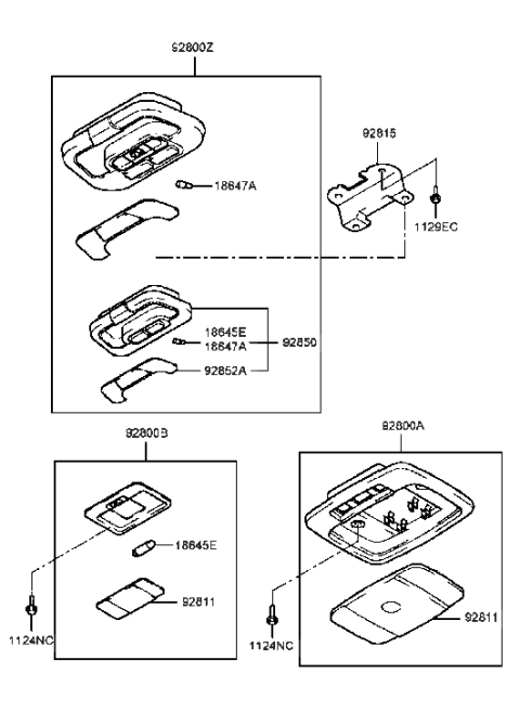 1990 Hyundai Excel Bracket-Room Lamp Mounting Diagram for 92815-38000