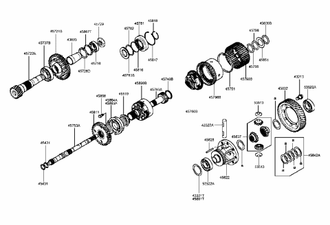 1993 Hyundai Excel Gear Assembly-Under Drive Sun Diagram for 45793-39000
