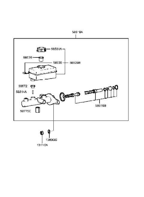 2001 Hyundai Sonata Old Body Style Brake Master Cylinder Diagram