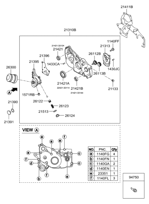 2001 Hyundai Sonata Old Body Style Front Case (I4) Diagram 1